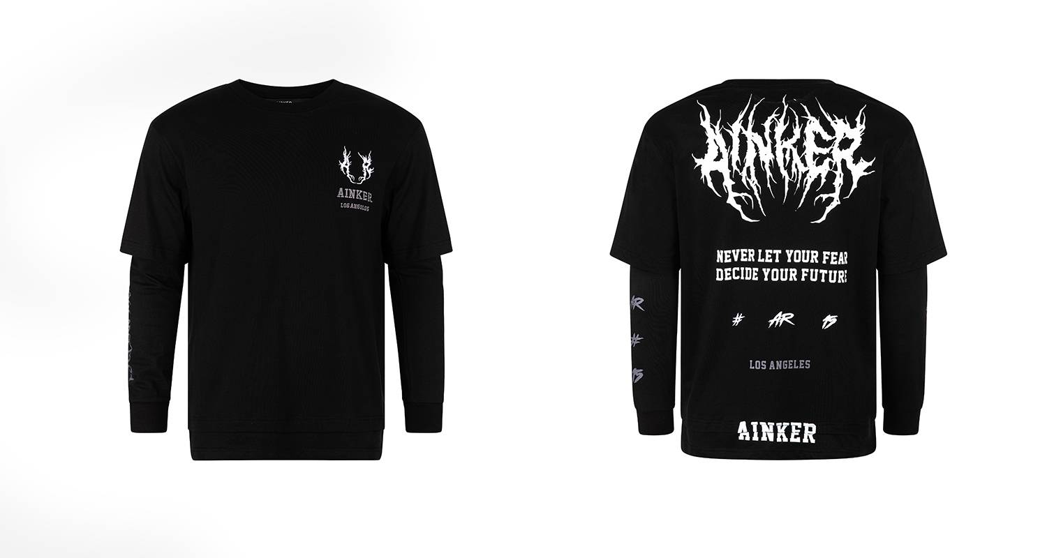 חולצה שחורה מזווית קדמית ואחורית