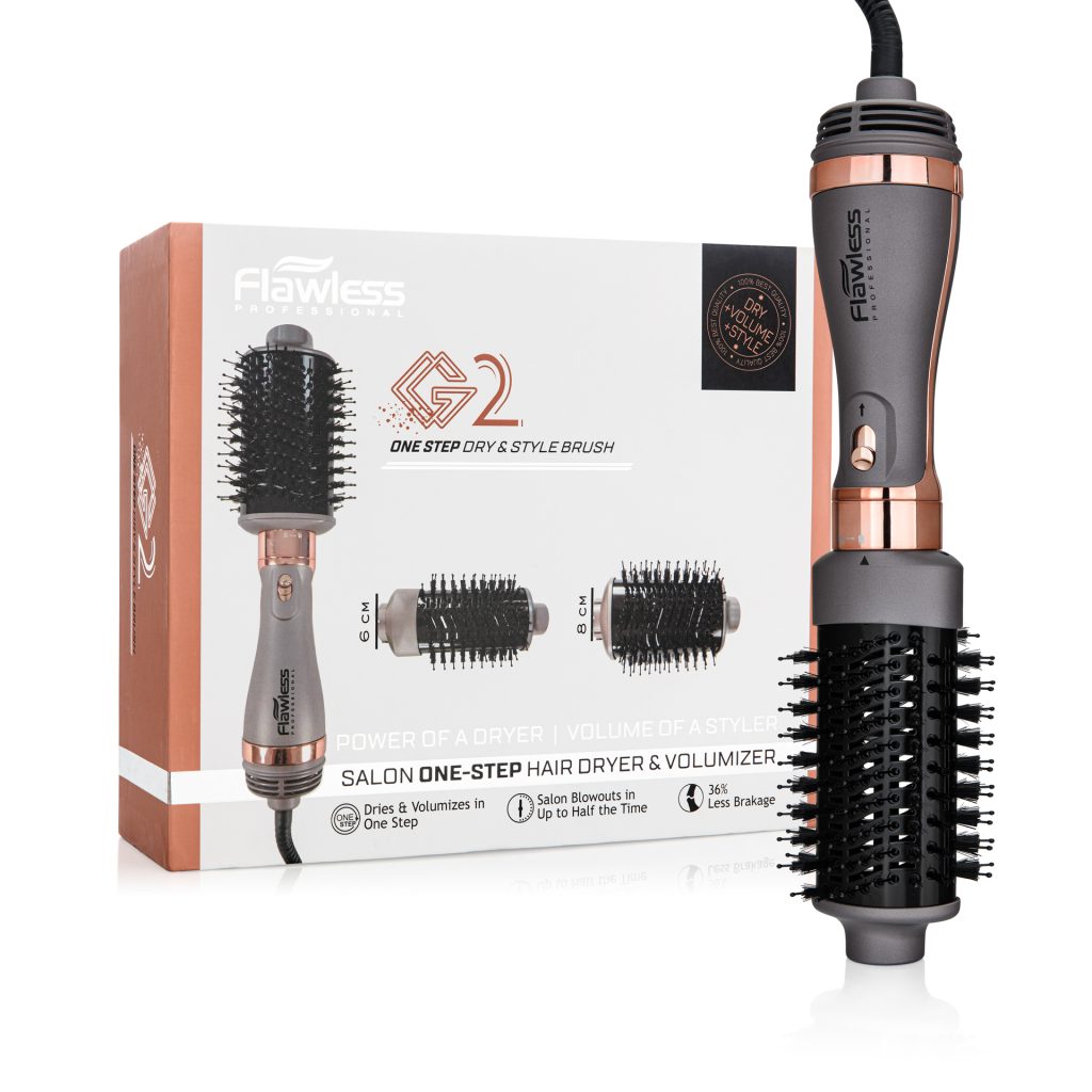 מסרק מייבש שיער ליד האריזה שלו